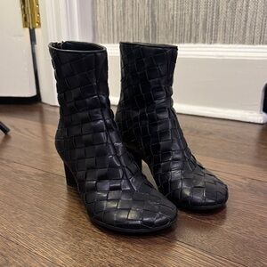 Bottega Veneta Black Woven Ankle Booties